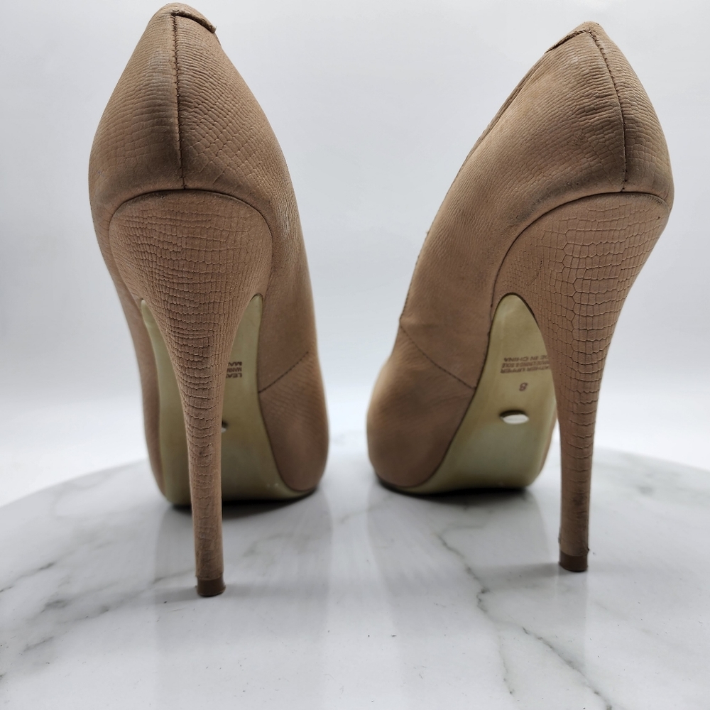 Aus8 Tony Bianco Leather Nude Repilte Emboss Open Toe Platform Heels - Picture 9 of 16